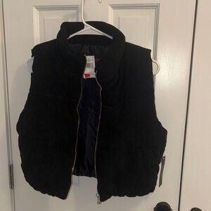 Ambiance Black Corduroy Puffer Vest for Kids
